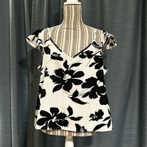 Off Shoulder Floral Black and White Women's Top